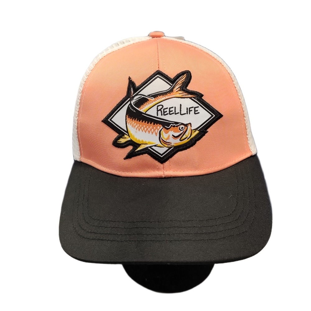 Reel Life Trucker Hat Mens OSFM Multi Tarpon Fish Embroidered Logo Snapback